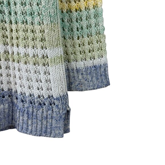 Talbots Small Crochet Knit Sweater Pastel Rainbow 3/4 Sleeve Pullover Womens - Picture 11 of 12